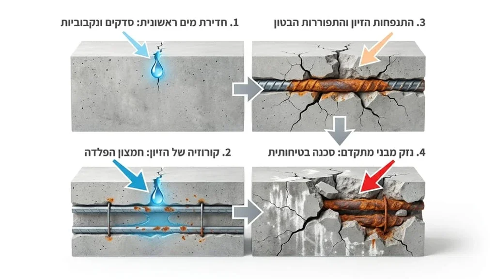 נזקי רטיבות במבנה בטון