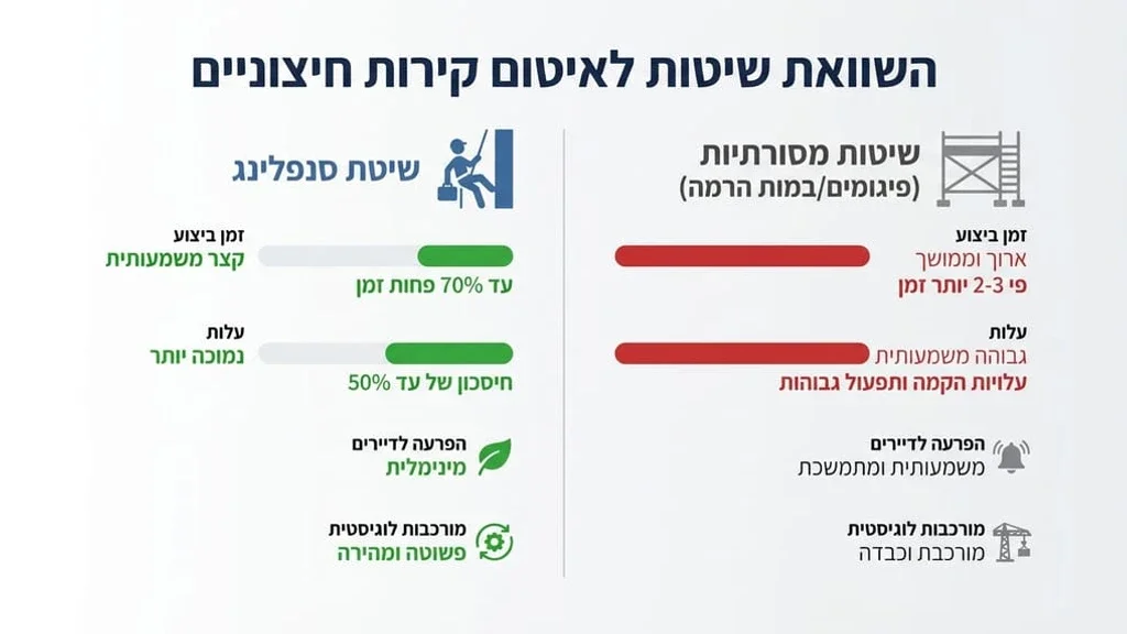 איטום קירות בסנפלינג על ידי איש מקצוע
