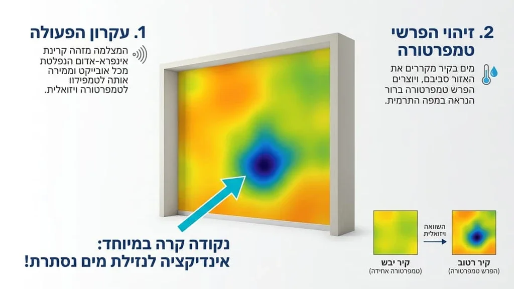 מצלמה תרמית סורקת קיר לאיתור נזילות