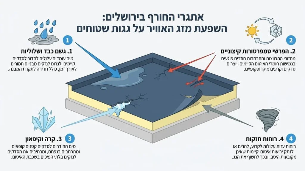 גגות בירושלים מכוסים בשלג ובמשקעי חורף
